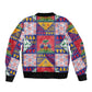 Haiti Christmas Sleeve Zip Bomber Jacket Patchwork Style