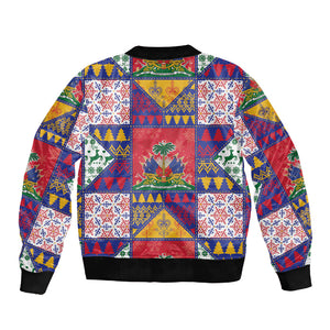 Haiti Christmas Sleeve Zip Bomber Jacket Patchwork Style