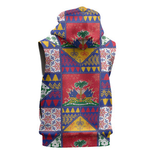 Haiti Christmas Sleeveless Hoodie Patchwork Style