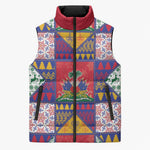 Haiti Christmas Sleeveless Puffer Jacket Patchwork Style