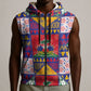 Haiti Christmas Sleeveless Zip Hoodie Patchwork Style