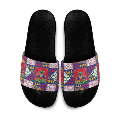 Haiti Christmas Slide Sandals Patchwork Style
