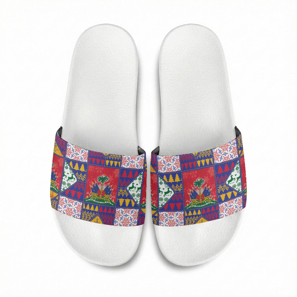 Haiti Christmas Slide Sandals Patchwork Style