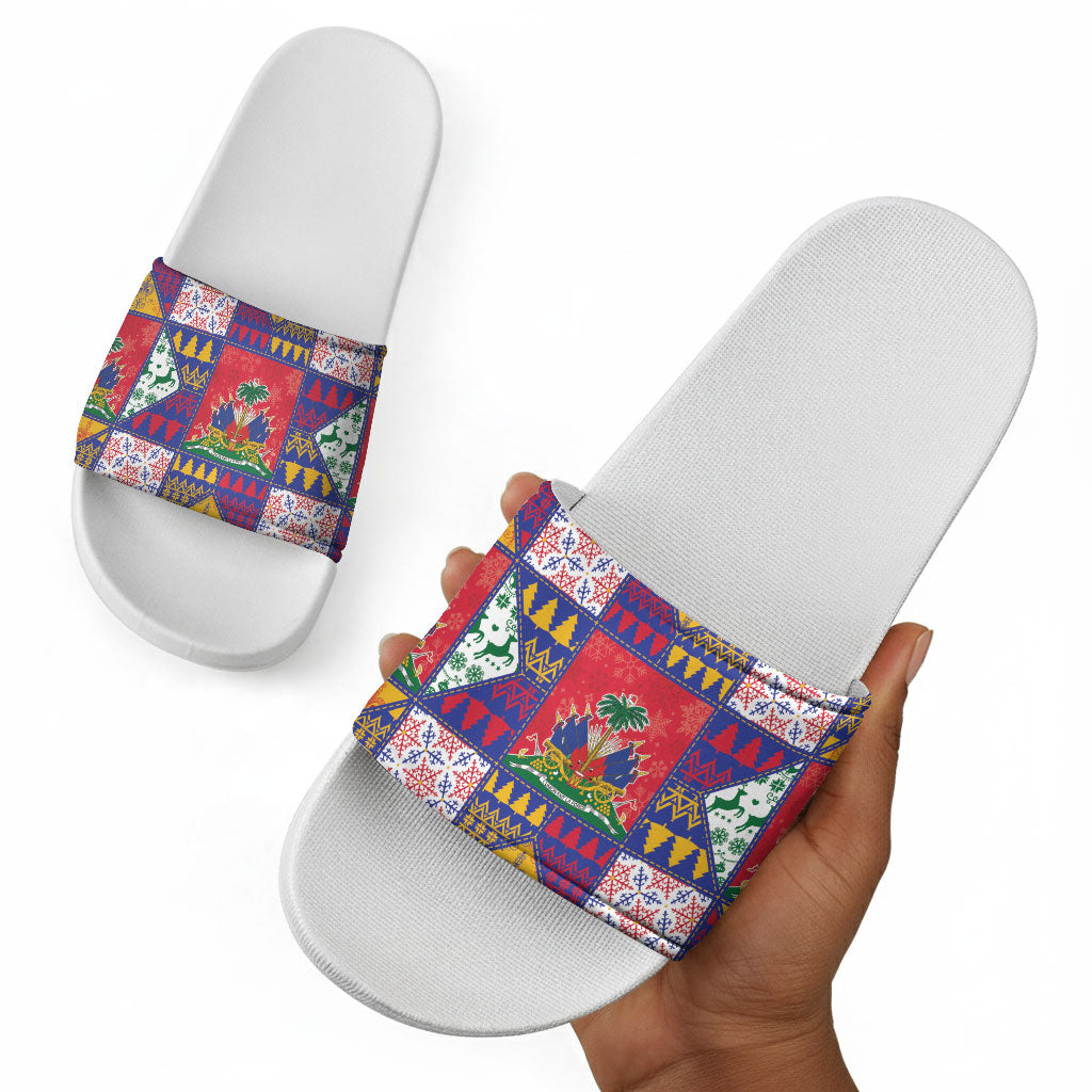 Haiti Christmas Slide Sandals Patchwork Style