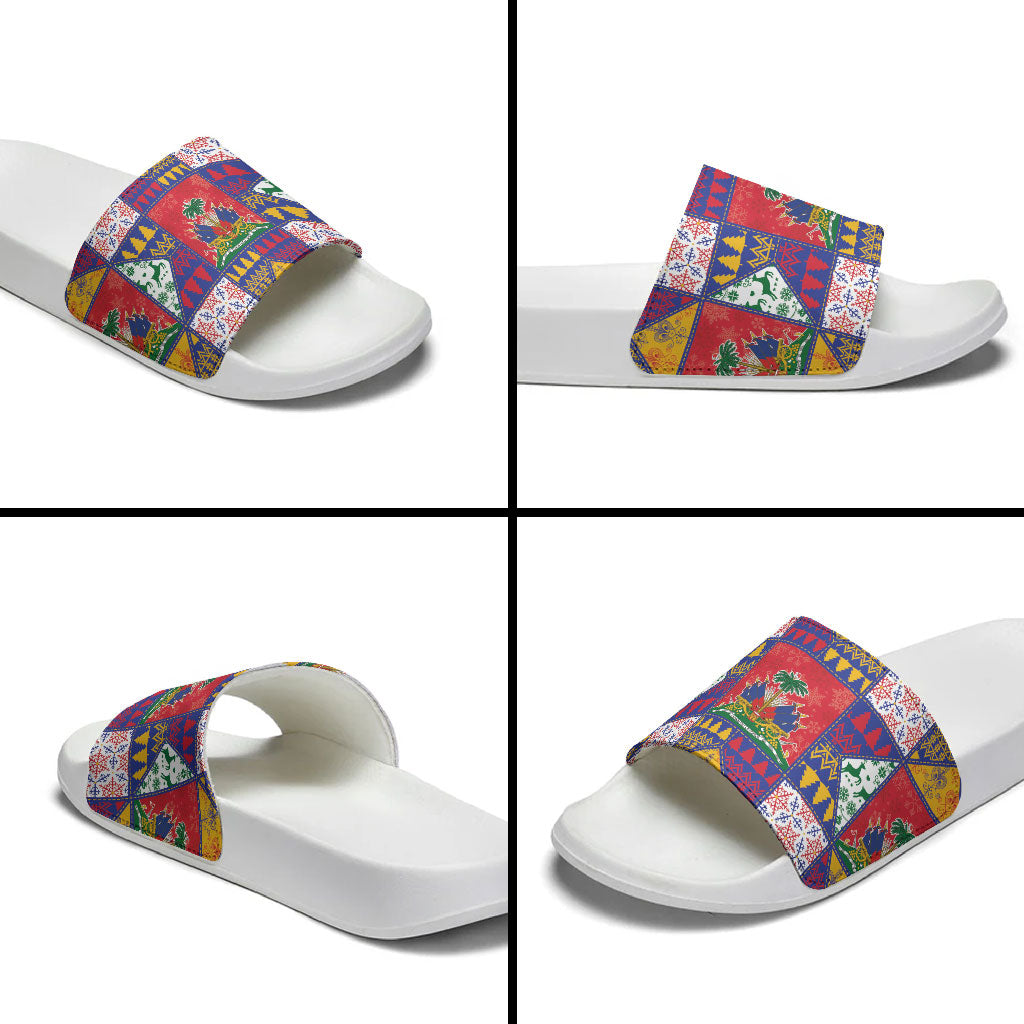 Haiti Christmas Slide Sandals Patchwork Style