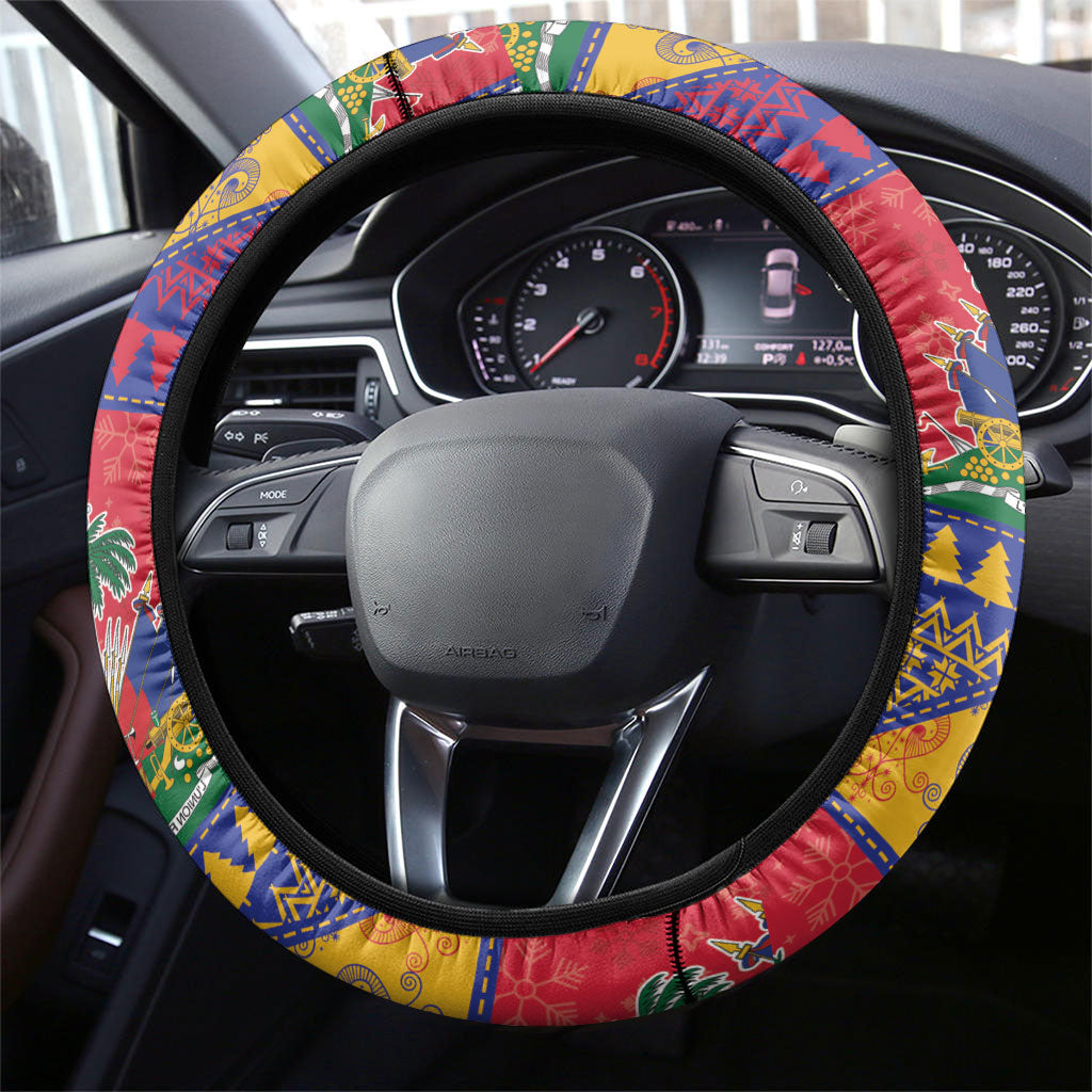 Haiti Christmas Steering Wheel Cover Patchwork Style