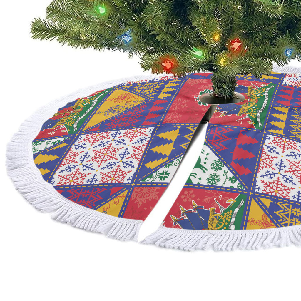 Haiti Christmas Tree Skirt Patchwork Style