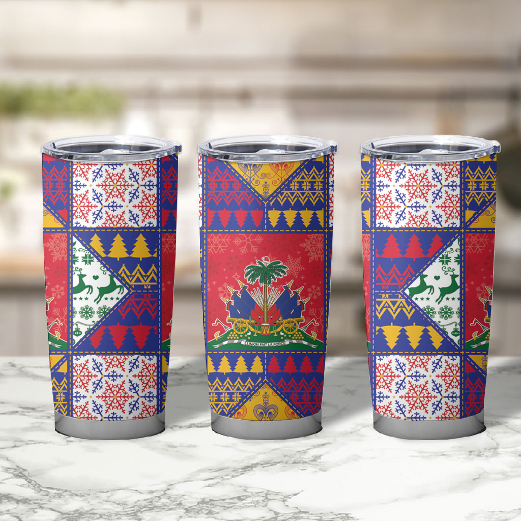 Haiti Christmas Tumbler Cup Patchwork Style
