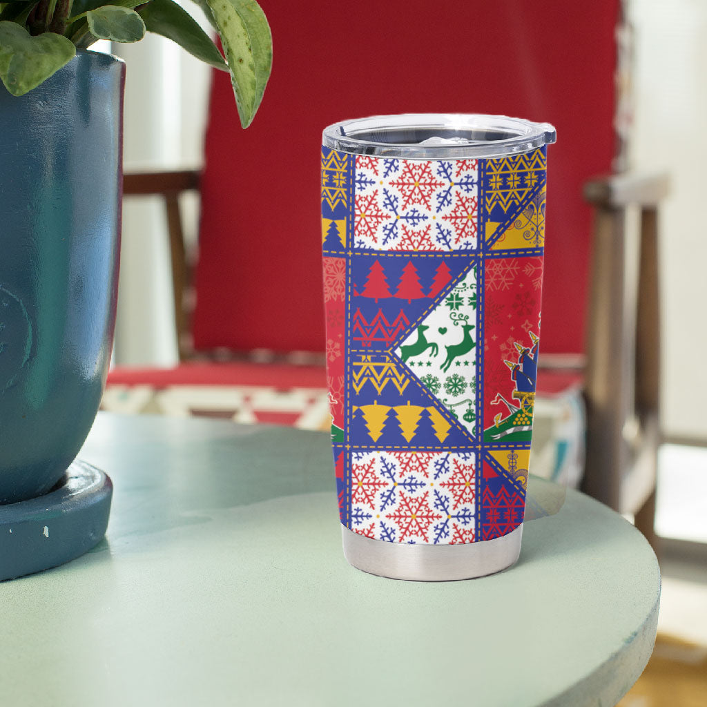 Haiti Christmas Tumbler Cup Patchwork Style