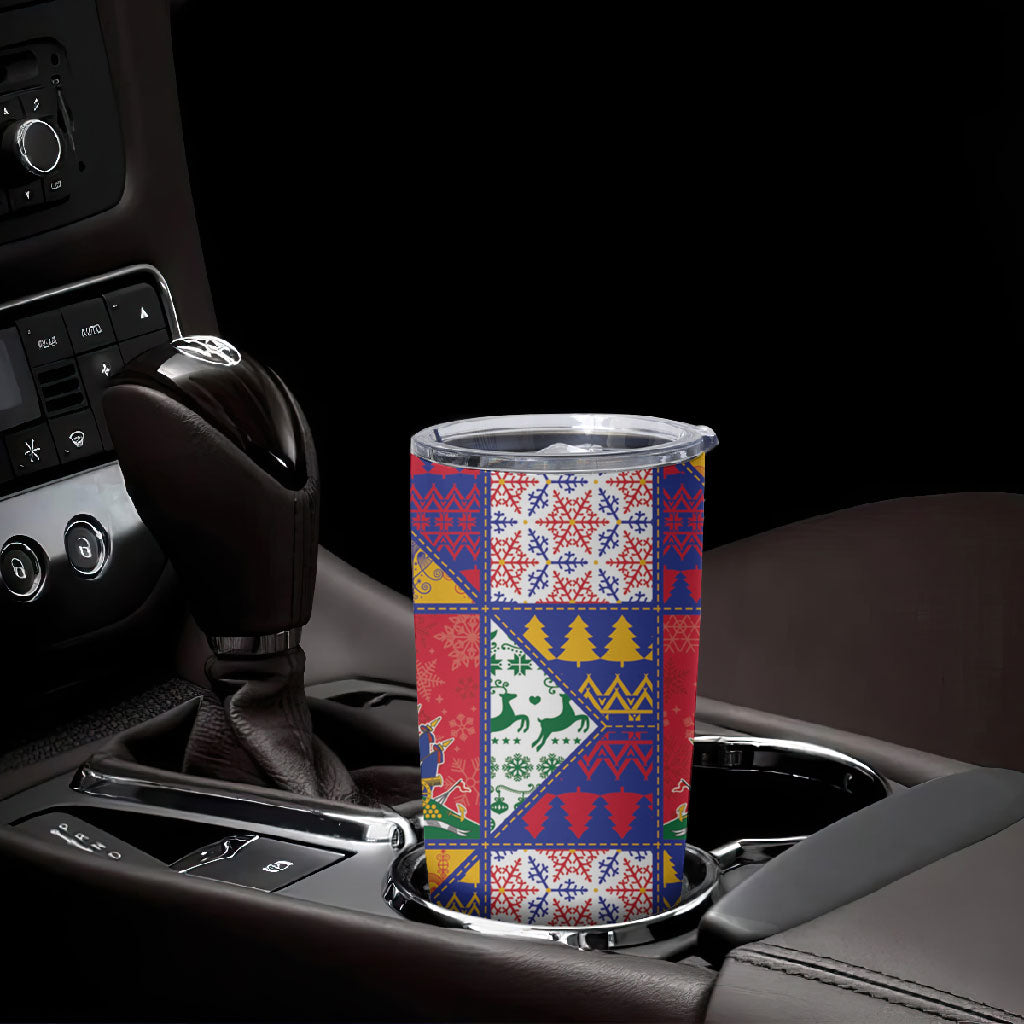Haiti Christmas Tumbler Cup Patchwork Style