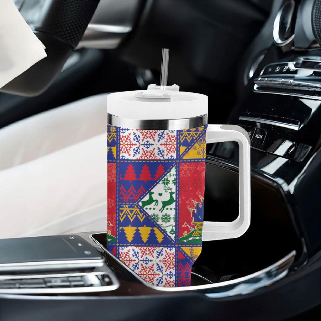Haiti Christmas Tumbler With Handle Patchwork Style