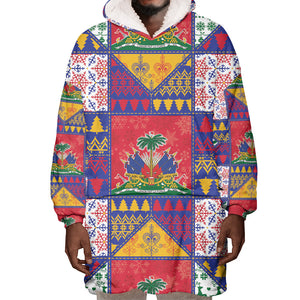 Haiti Christmas Wearable Blanket Hoodie Patchwork Style