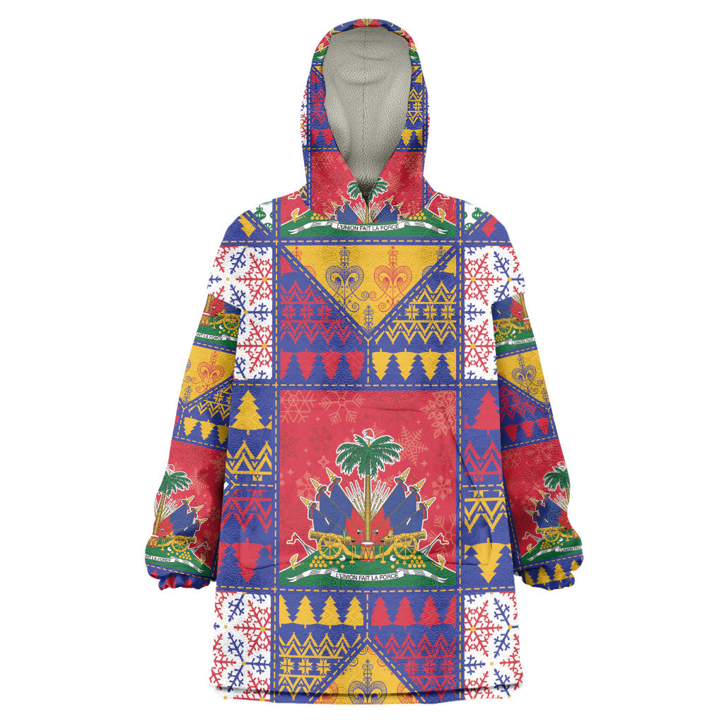 Haiti Christmas Wearable Blanket Hoodie Patchwork Style