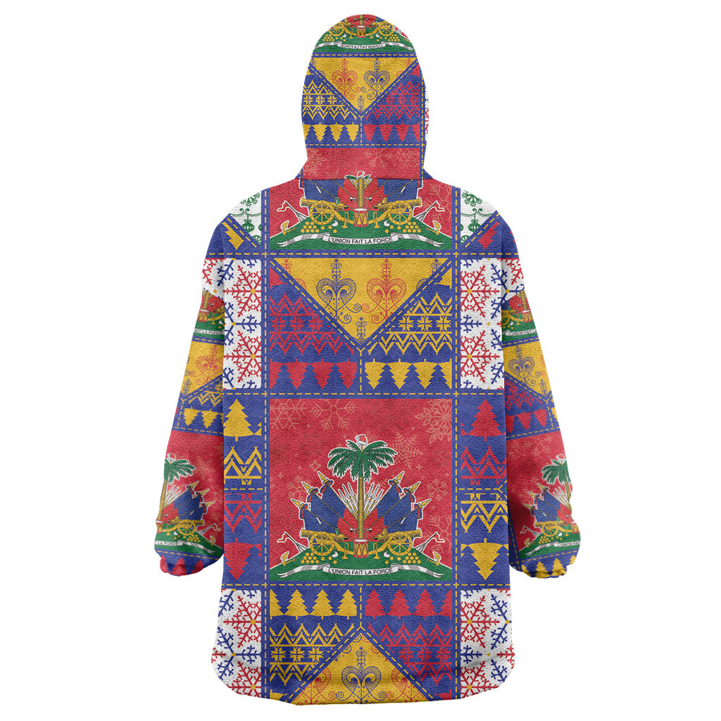 Haiti Christmas Wearable Blanket Hoodie Patchwork Style