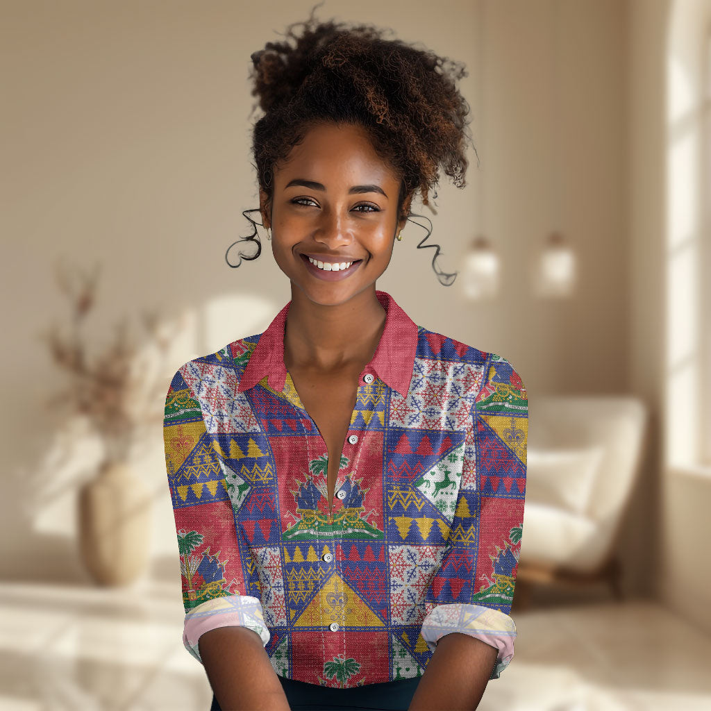Haiti Christmas Women Casual Shirt Patchwork Style
