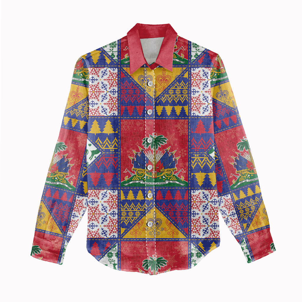 Haiti Christmas Women Casual Shirt Patchwork Style