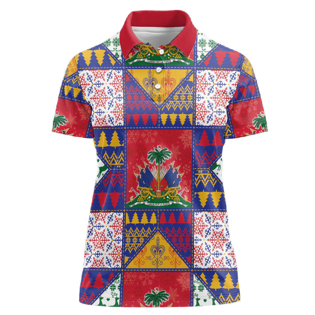Haiti Christmas Women Polo Shirt Patchwork Style