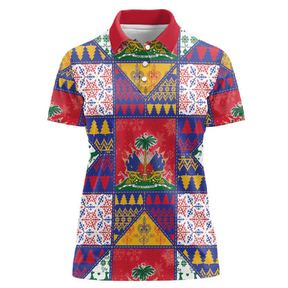 Haiti Christmas Women Polo Shirt Patchwork Style