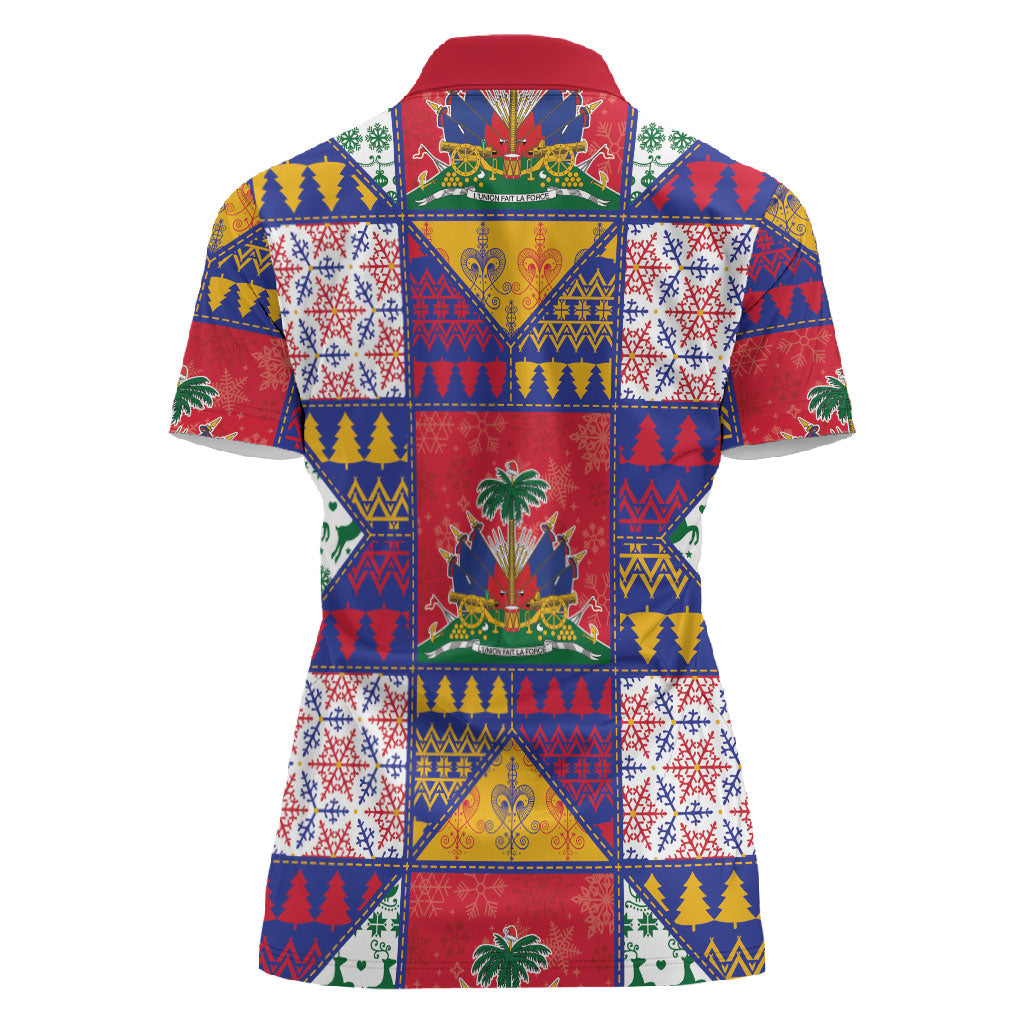 Haiti Christmas Women Polo Shirt Patchwork Style