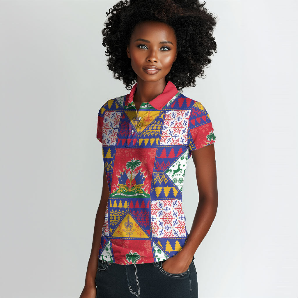 Haiti Christmas Women Polo Shirt Patchwork Style