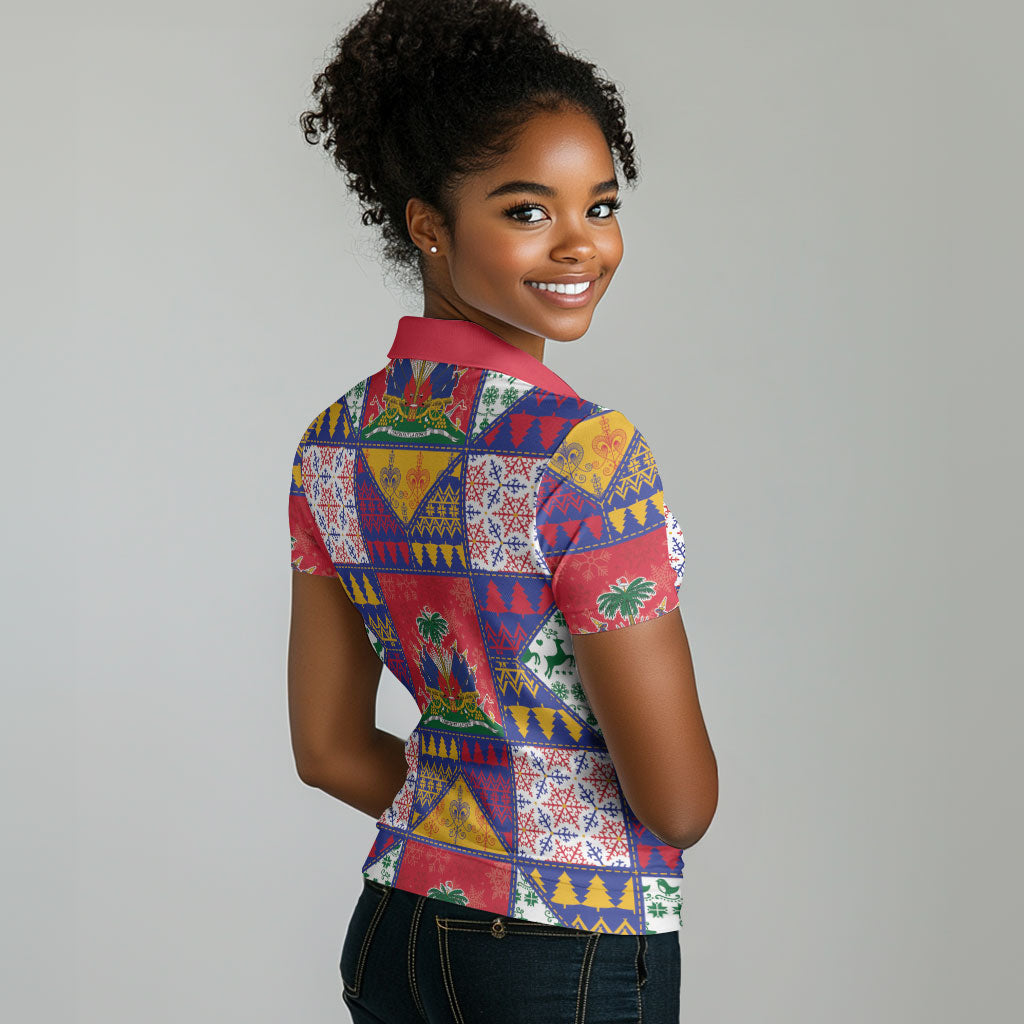 Haiti Christmas Women Polo Shirt Patchwork Style
