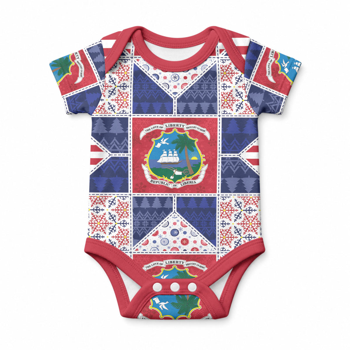 Liberia Christmas Baby Onesie Patchwork Style