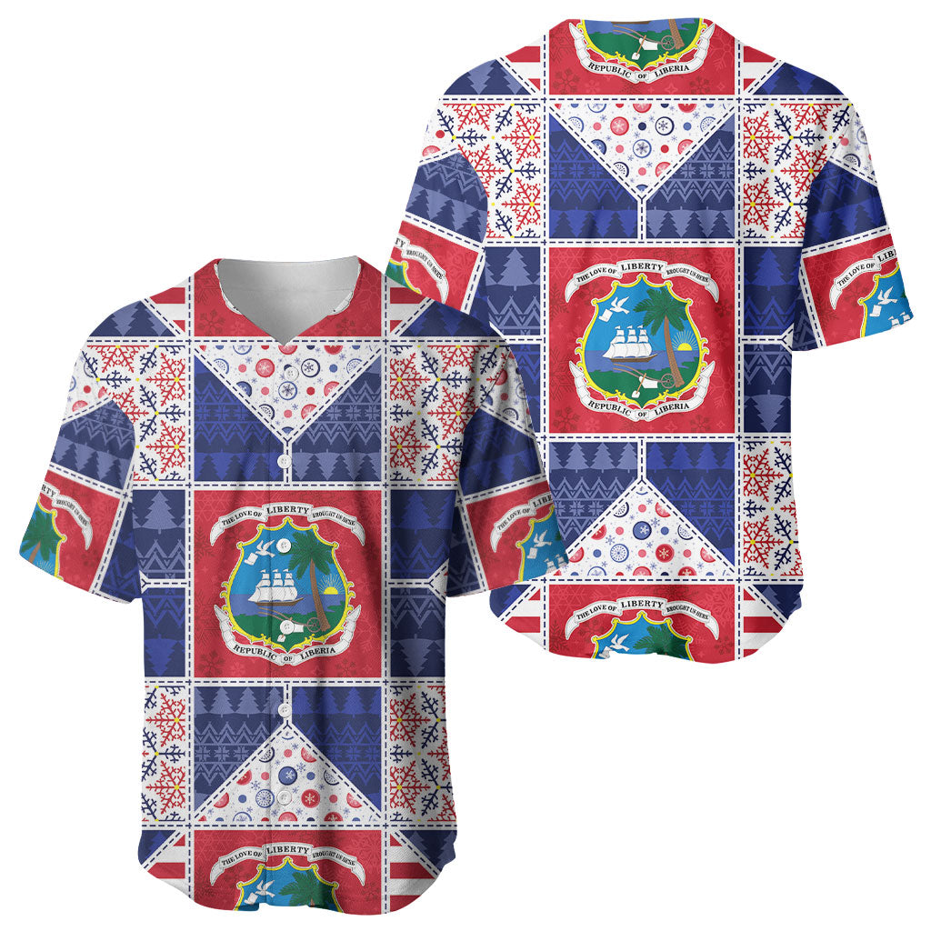 Liberia Christmas Baseball Jersey Patchwork Style