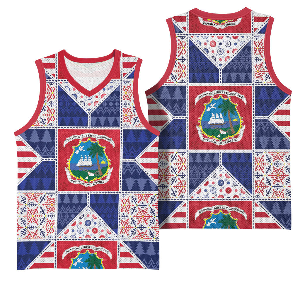 Liberia Christmas Basketball Jersey Patchwork Style