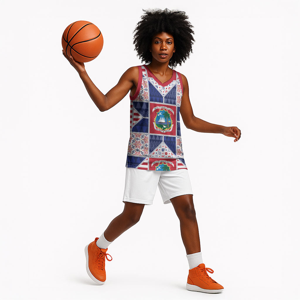 Liberia Christmas Basketball Jersey Patchwork Style
