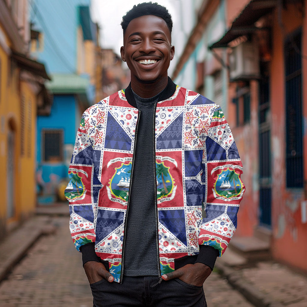 Liberia Christmas Bomber Jacket Patchwork Style