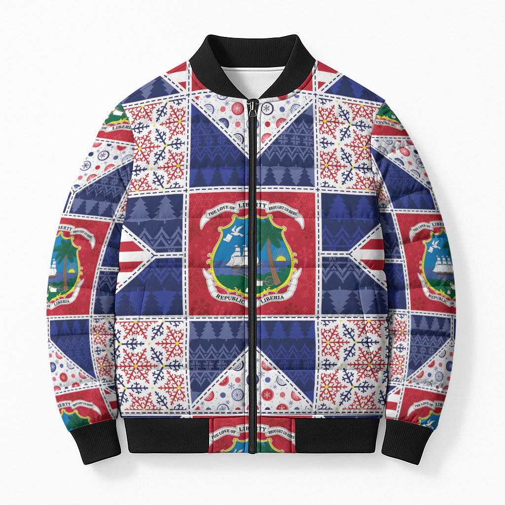 Liberia Christmas Bomber Puffer Jacket Patchwork Style