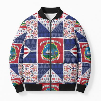 Liberia Christmas Bomber Puffer Jacket Patchwork Style