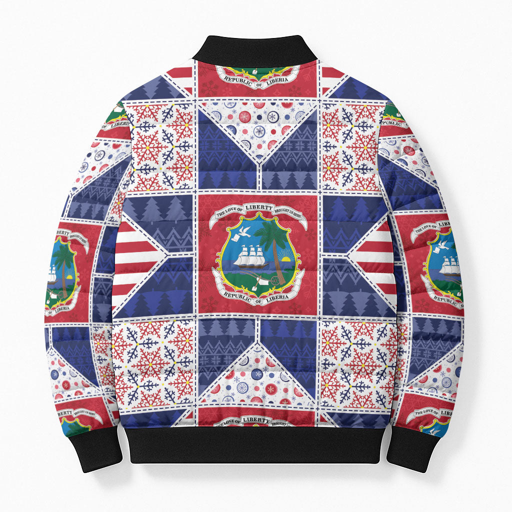 Liberia Christmas Bomber Puffer Jacket Patchwork Style