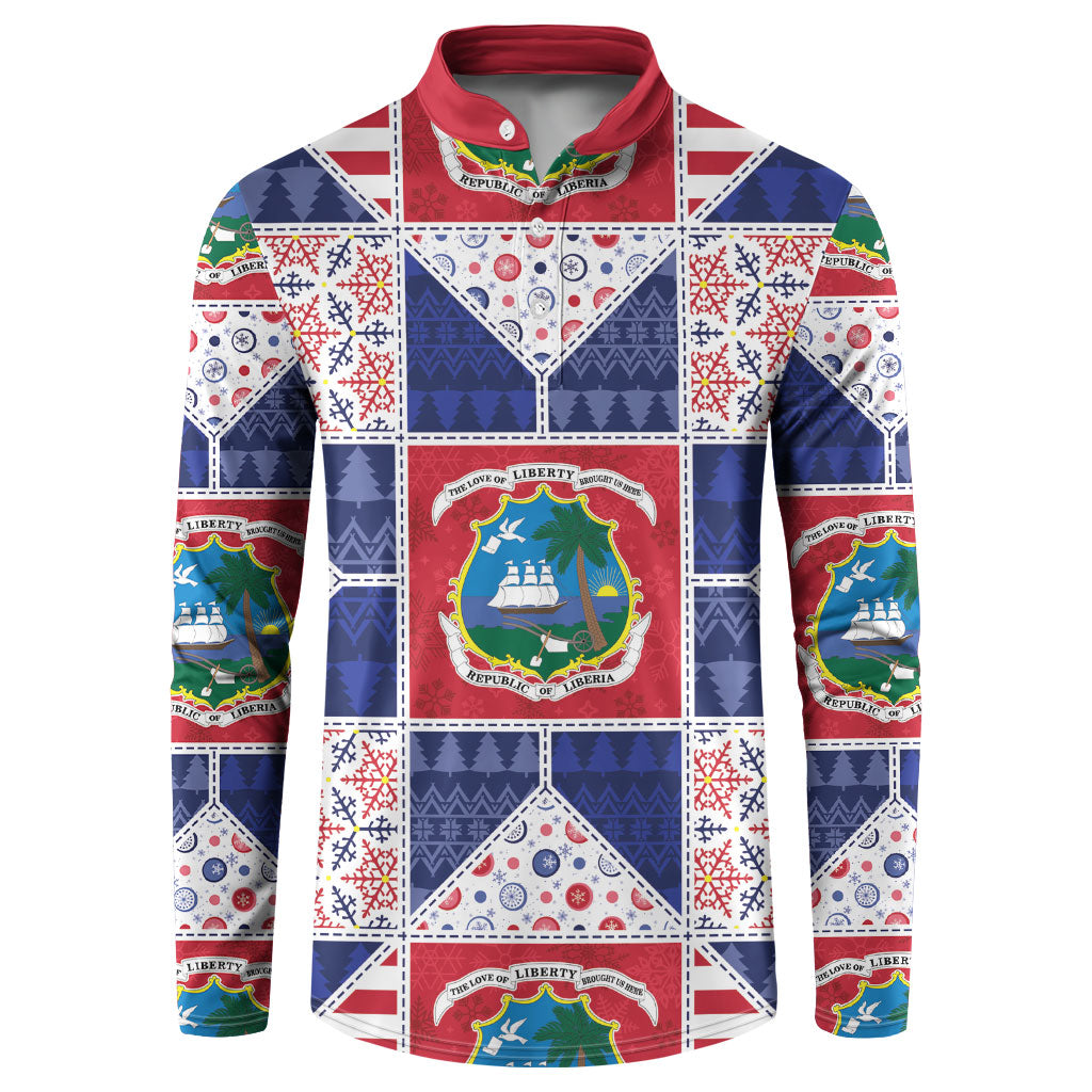 Liberia Christmas Button Sweatshirt Patchwork Style