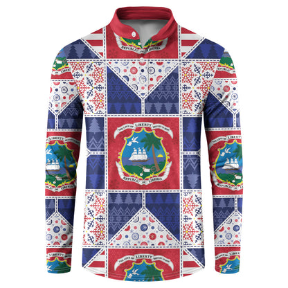 Liberia Christmas Button Sweatshirt Patchwork Style