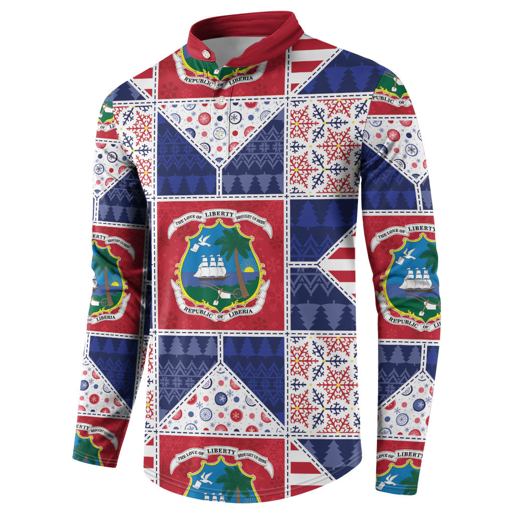 Liberia Christmas Button Sweatshirt Patchwork Style