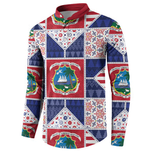 Liberia Christmas Button Sweatshirt Patchwork Style
