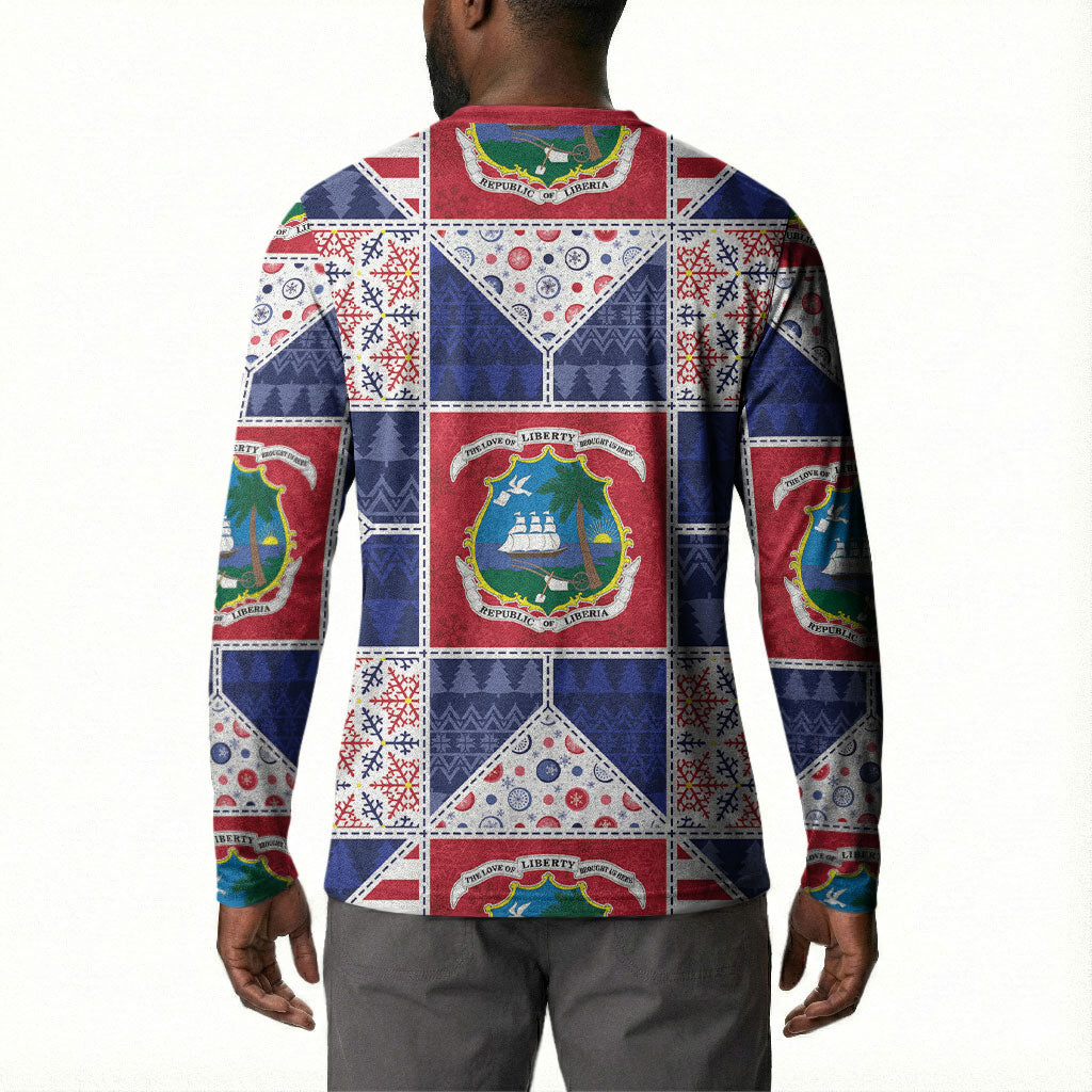 Liberia Christmas Button Sweatshirt Patchwork Style
