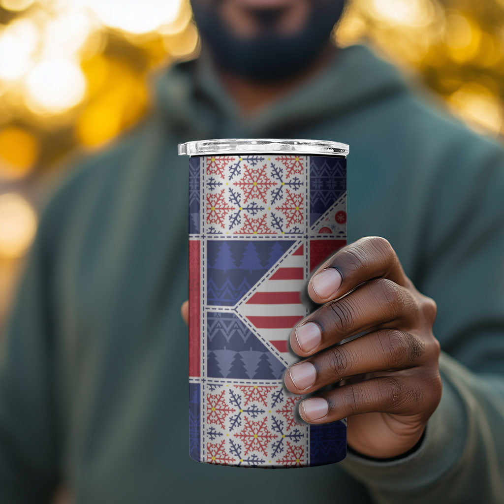 Liberia Christmas 4 in 1 Can Cooler Tumbler Patchwork Style