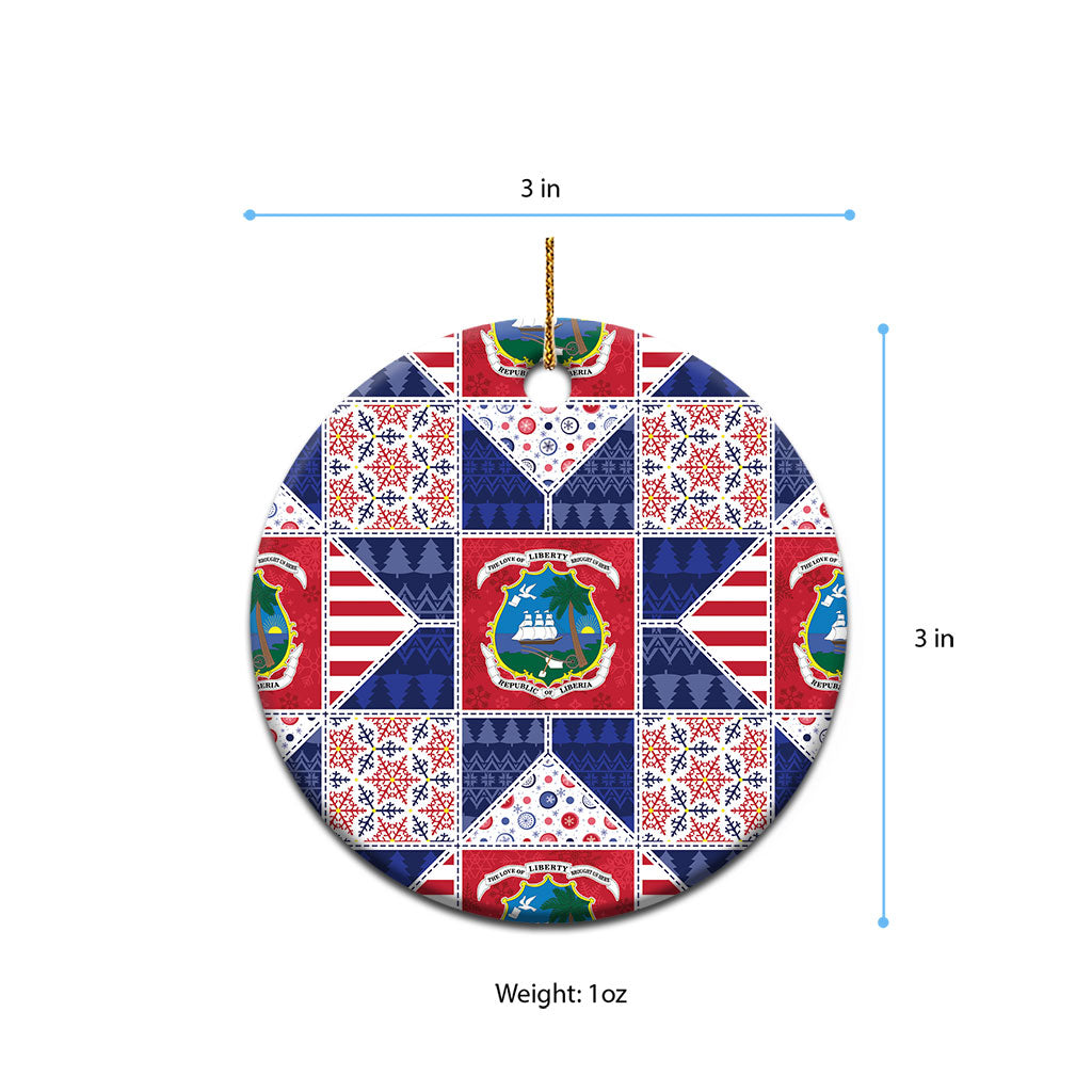 Liberia Christmas Ceramic Ornament Patchwork Style