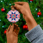 Liberia Christmas Ceramic Ornament Patchwork Style