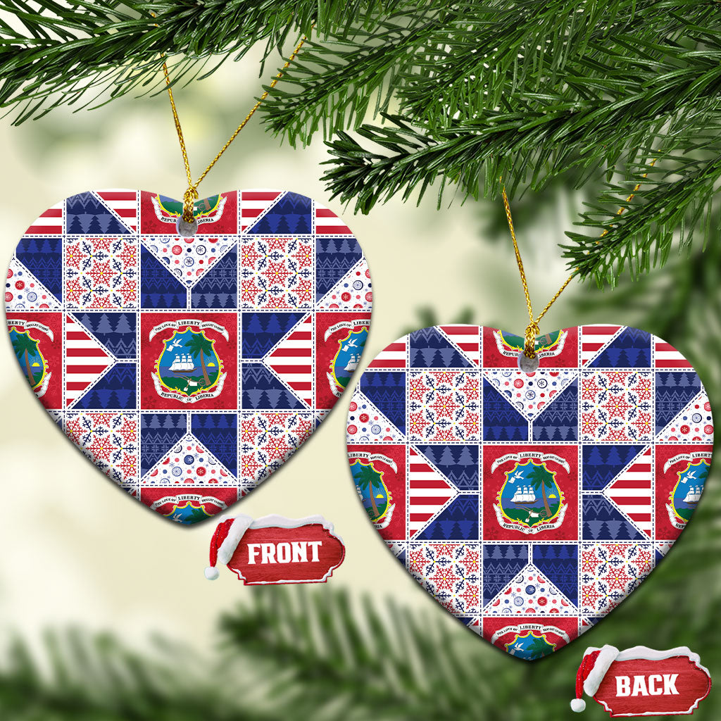 Liberia Christmas Ceramic Ornament Patchwork Style