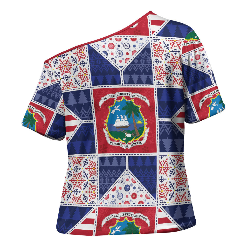 Liberia Christmas Cross Shoulder Shirt Patchwork Style