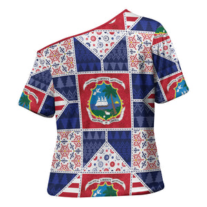 Liberia Christmas Cross Shoulder Shirt Patchwork Style