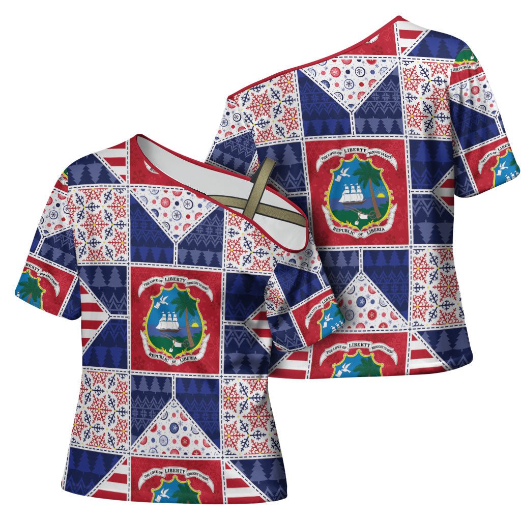 Liberia Christmas Cross Shoulder Shirt Patchwork Style