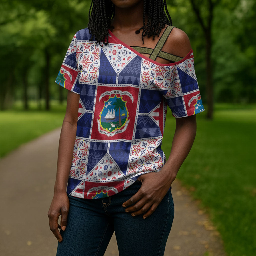 Liberia Christmas Cross Shoulder Shirt Patchwork Style