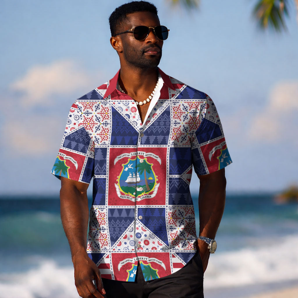 Liberia Christmas Hawaiian Shirt Patchwork Style