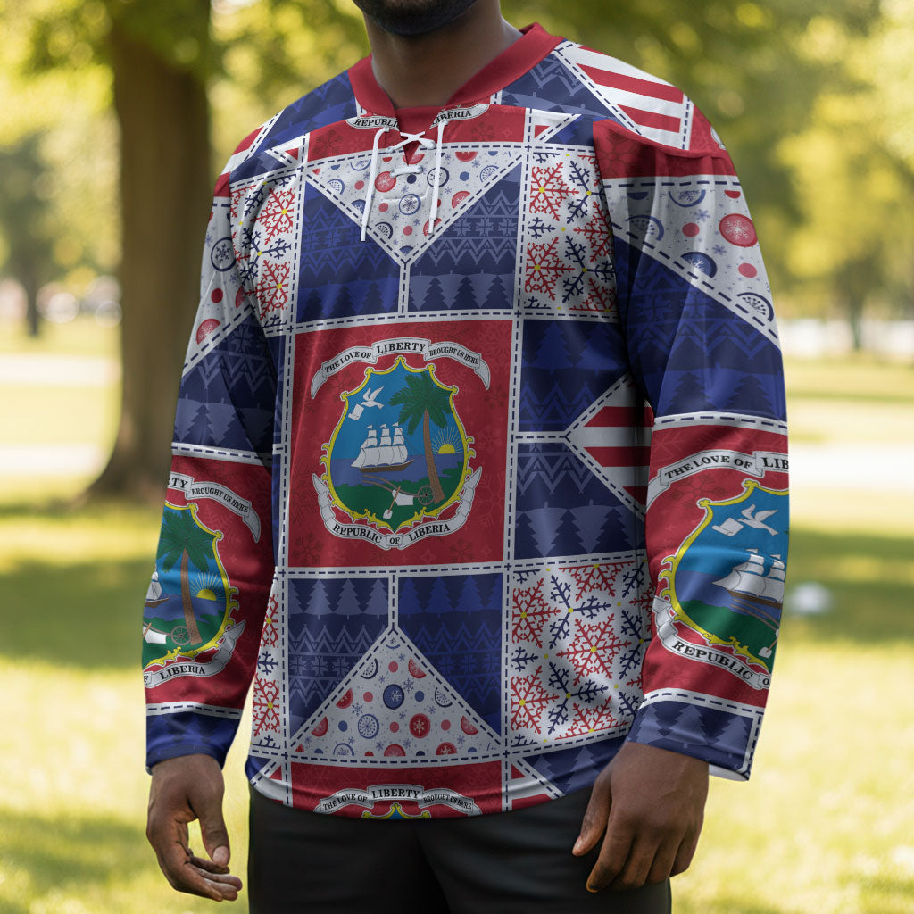 Liberia Christmas Hockey Jersey Patchwork Style
