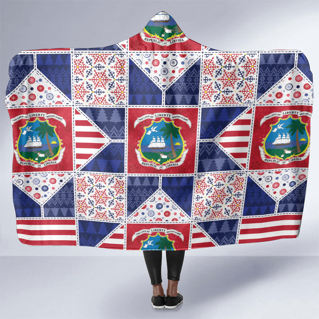 Liberia Christmas Hooded Blanket Patchwork Style