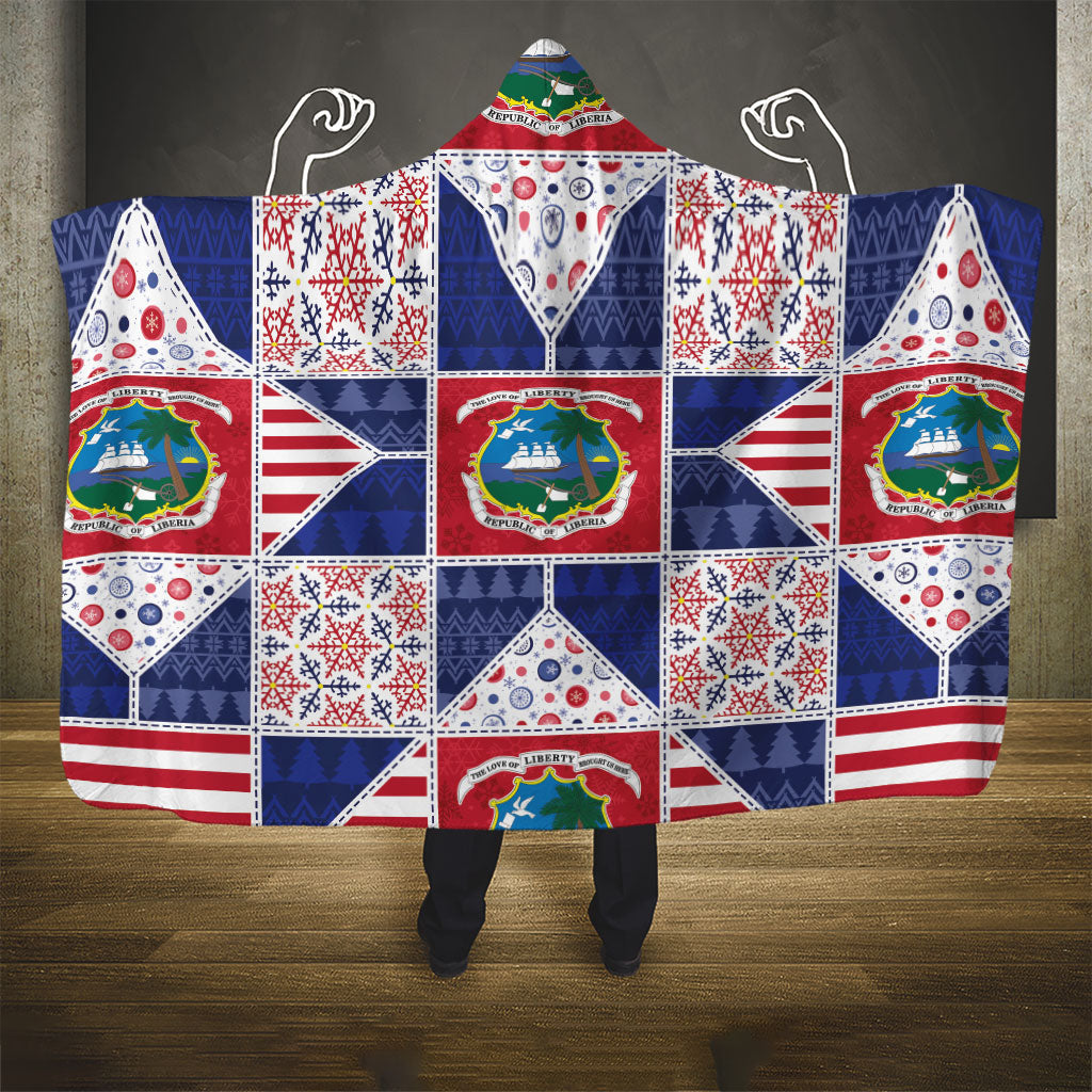 Liberia Christmas Hooded Blanket Patchwork Style